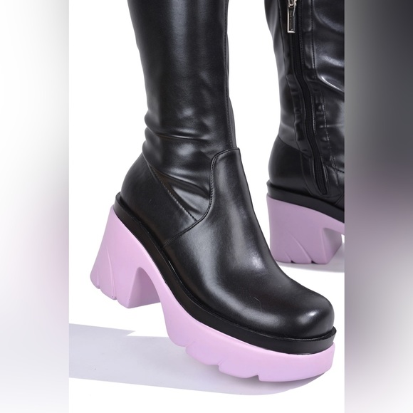 Black Calf Platform Booties - Picture 3 of 4